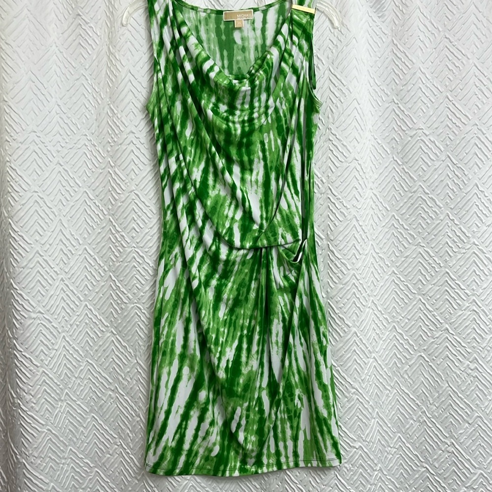 Michael Kors Green Tie Dye Knot‎ Sleeveless Drape Dress Size XS
